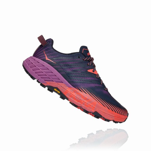 Hoka One One SPEEDGOAT 4 Trail Running Shoes For Women India Navy/Purple/Red IN-9075